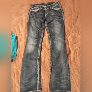 SILVER SUKI Dark Wash Denim Jeans with Contrast Stitching Size 27/33